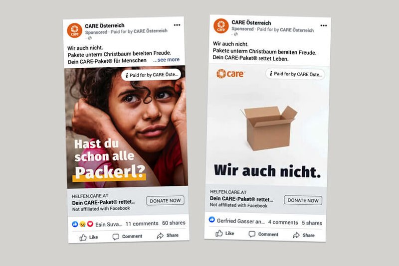 Facebook-Anzeigen von CARE International Österreich