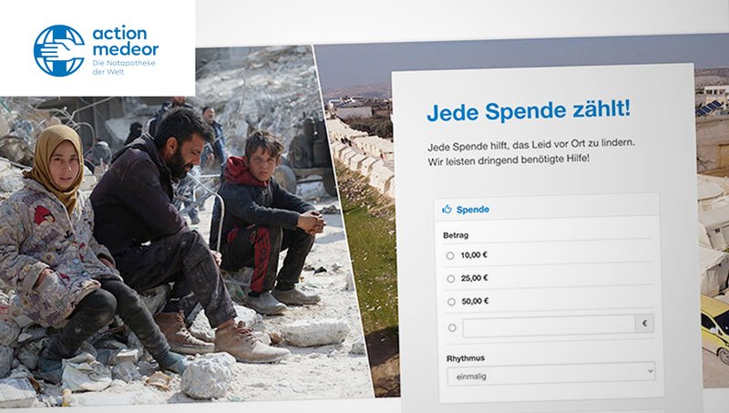 Screengrab einer action medeor Notfalls-Spendenseite